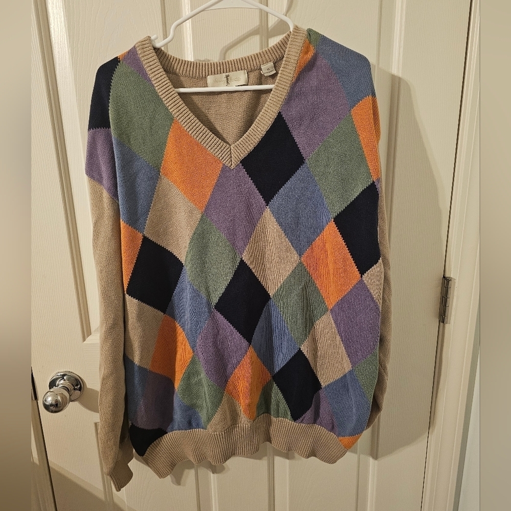 Harry Vardon Vtg Vintage Golf Checkered Pattern Sweater Size XL